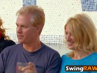 Cum-hungry wife drains guy's manhood during stupendous swinger party