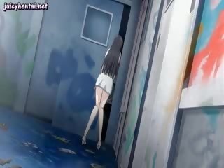Oscuro peludo hentai joven mujer consigue jizzload