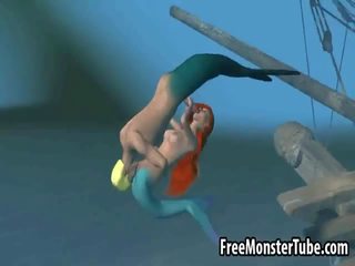 থ্রিডি সামান্য mermaid deity পায় হার্ডকোর কঠিন নিচের পানি