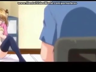 Anime tiener jong dame start plezier neuken in bed