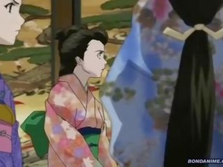 A зв’язана по руках і ногах geisha здобули a вологий капає виявилося на манда
