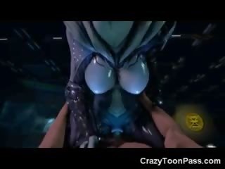 3d creepy alien escolar paseos humano rabo!
