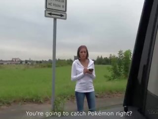 First-rate first-rate pokemon мисливець грудаста seductress переконаний для ебать чужий в driving фургон