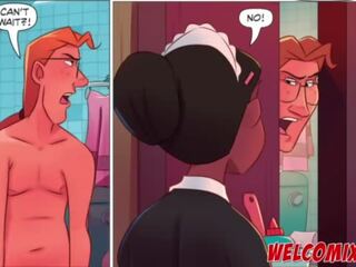 Чукане на разкошен maid&excl; mop на на maid&excl; на палав анимация комикси