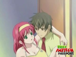สีชมพู ที่มีผม breasty การ์ตูนญี่ปุ่น
